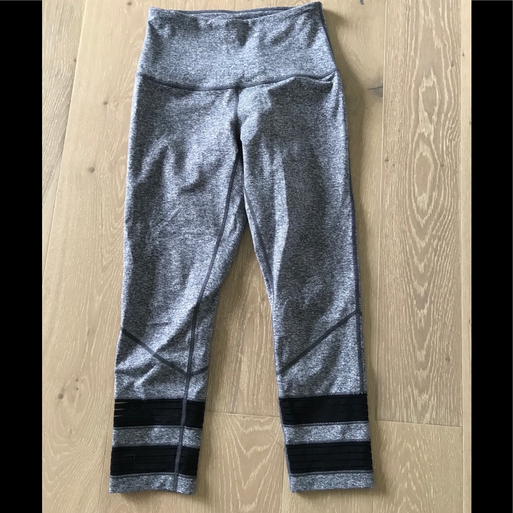 Zella cropped leggings grey black sheer panels xs